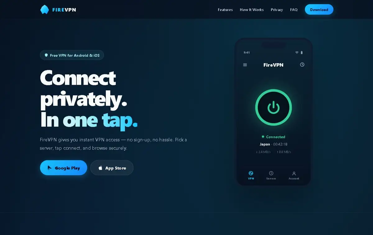 FireVPN website screenshot