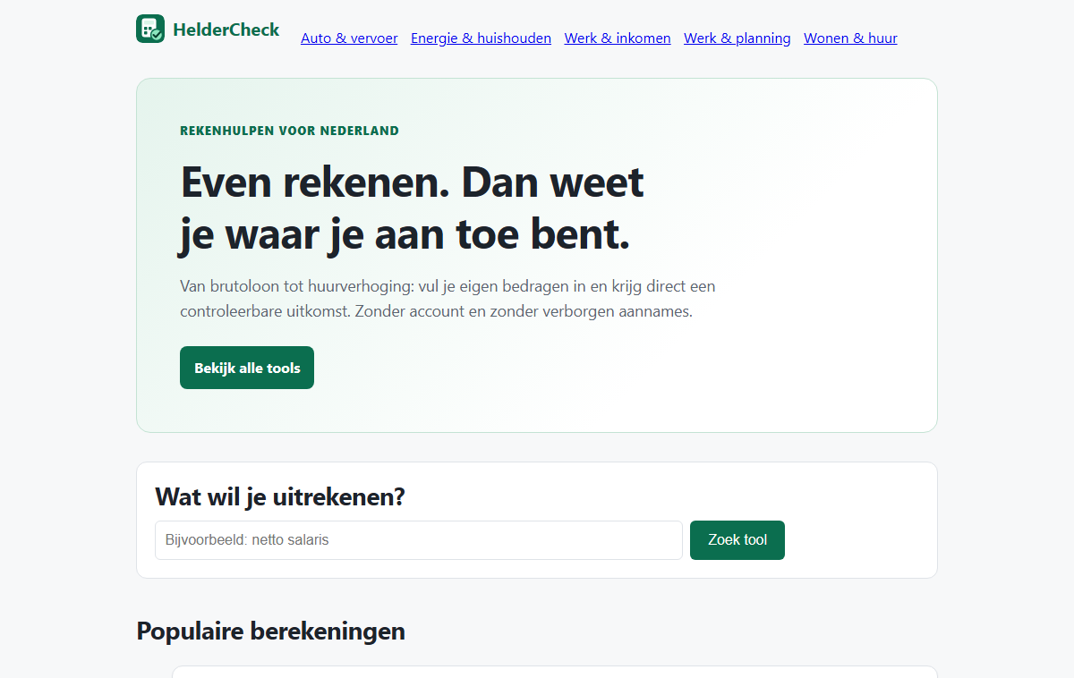 HelderCheck website screenshot