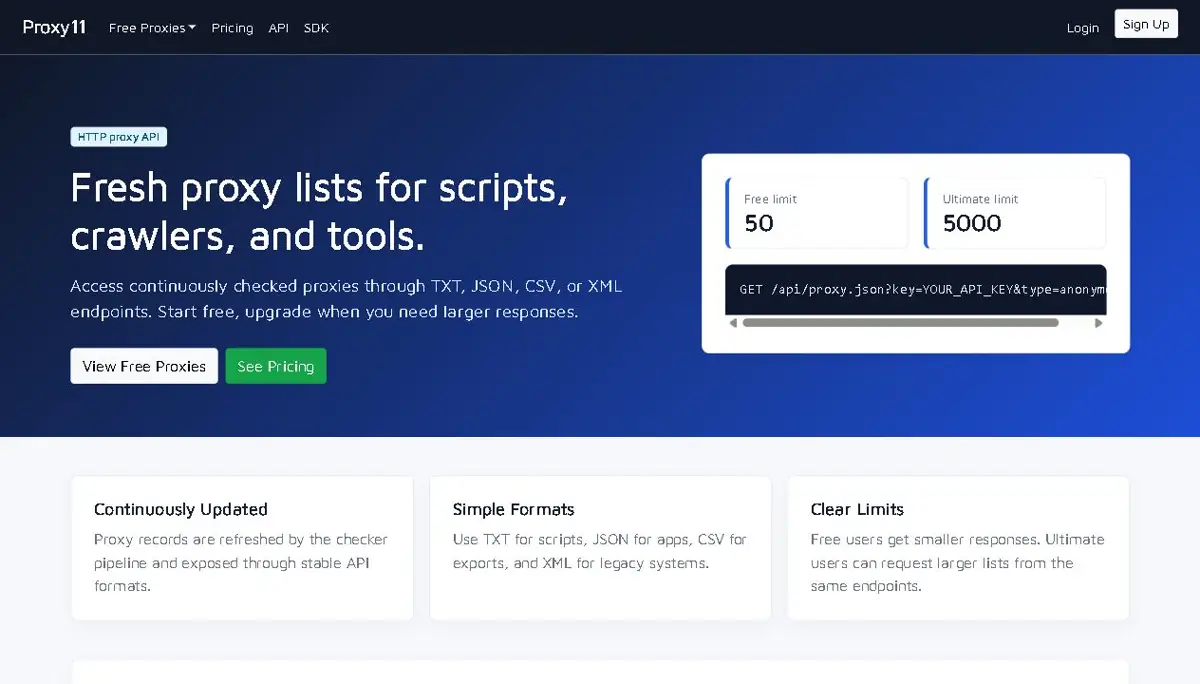 Proxy11 website screenshot